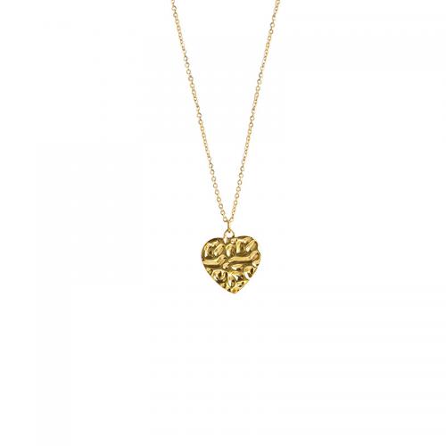 Edelstahl Schmuck Halskette, 304 Edelstahl, mit Verlängerungskettchen von 5CM, Herz, plattiert, verschiedene Größen vorhanden & für Frau, goldfarben, Länge ca. 45 cm, verkauft von PC