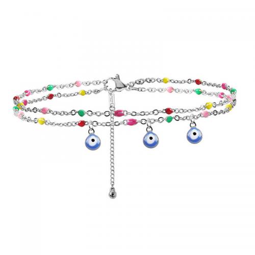 Stainless Steel Anklet 304 Stainless Steel with 7CM extender chain plated for woman & enamel Length Approx 29 cm Sold By PC