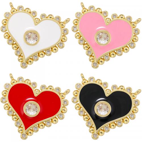 Mässing smycken Connector, Hjärta, plated, DIY & emalj, fler färger för val, 19.50x21.50mm, Säljs av PC