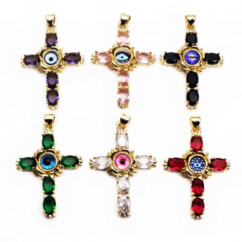 Cubic Zirconia Micro Pave Brass Pendant with Resin Pearl Cross plated DIY & micro pave cubic zirconia Sold By PC