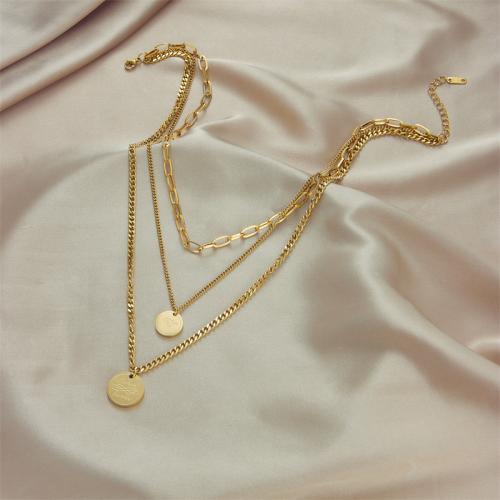 Edelstahl Schmuck Halskette, 304 Edelstahl, Modeschmuck & mehrschichtig & für Frau, goldfarben, frei von Nickel, Blei & Kadmium, verkauft von PC