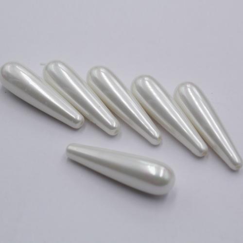Perlmuttartige Glasperlen, Tropfen, DIY & halbgebohrt, weiß, 8x30mm, verkauft von PC