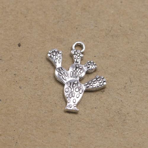 Tibetan Style Pendants, Opuntia Stricta, antique silver color plated, vintage & DIY, nickel, lead & cadmium free, 24x20x2.50mm, Approx 100PCs/Bag, Sold By Bag