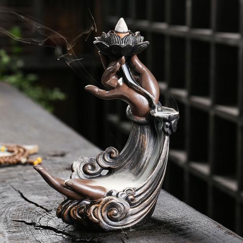 Backflow Incense Burner, Resin, half handmade, for home and office & durable, 153x77x185mm, Sold By PC