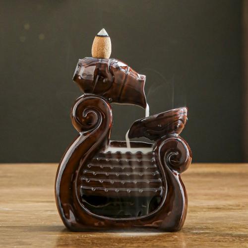 Backflow Incense Burner, Porcelain, handmade, for home and office & durable, 100x45x130mm, Sold By PC