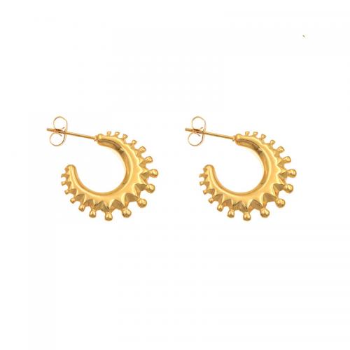 Boucle d'oreille Acier Titane, bijoux de mode & pour femme, doré, 21x7.50mm, Vendu par paire