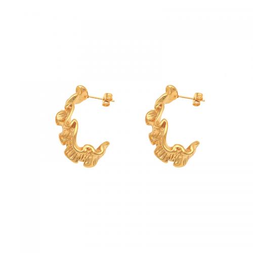 Stainless Steel Stud Earrings 304 Stainless Steel fashion jewelry & for woman golden Sold By Pair