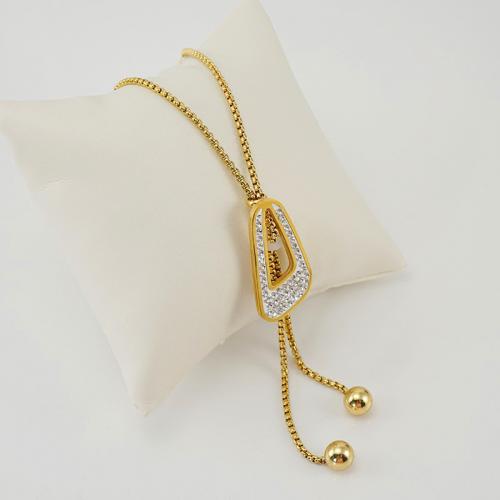Nehrđajući čelik Chain Necklace džemper, 304 nehrđajućeg čelika, modni nakit & za žene & s Rhinestone, zlatan, 35x17mm, Dužina Približno 73 cm, Prodano By PC