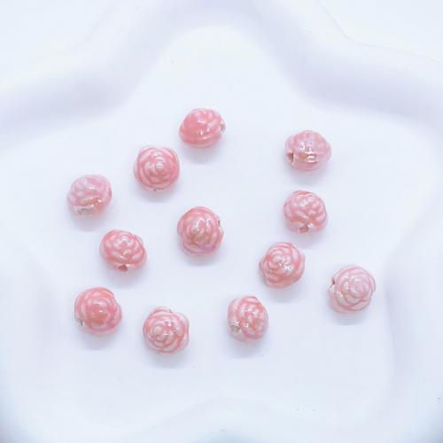 Porslin Smycken Pärlor, Rose, DIY, fler färger för val, 12mm, Hål:Ca 2mm, Ca 100PC/Bag, Säljs av Bag