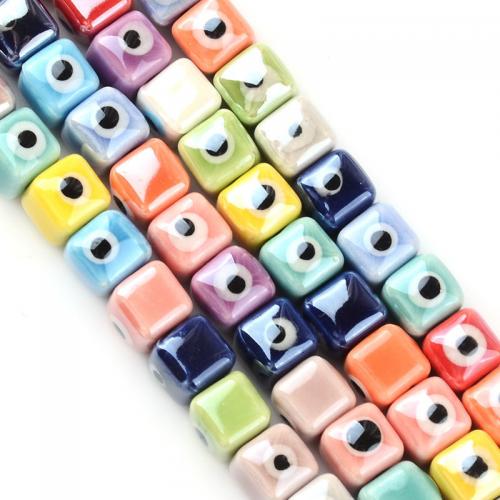 Porzellan Schmuckperlen, Quadrat, DIY & böser Blick- Muster & verschiedene Größen vorhanden, keine, ca. 100PCs/Tasche, verkauft von Tasche