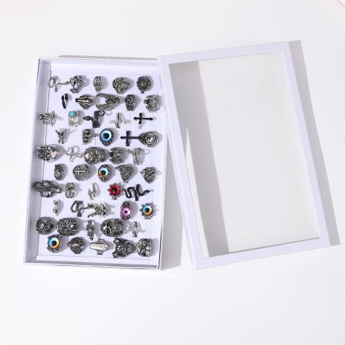 Zinklegering ringen, Zinc Alloy, silver plated, Verstelbare & punk stijl & uniseks, gemengde kleuren, nikkel, lood en cadmium vrij, Inner diameter 17-21mm, 50pC's/box, Verkocht door box