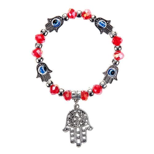 Evil Eye Jewelry Bracelet, Tibetan Style, with Lampwork, Hand, silver color plated, fashion jewelry & Unisex & evil eye pattern, more colors for choice, nickel, lead & cadmium free, Length:Approx 19 cm, Sold By PC