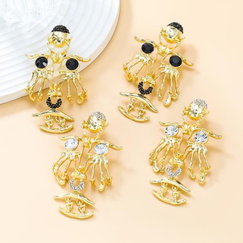Zinc Alloy Stud Earring with acrylic rhinestone fashion jewelry & for woman & hollow nickel lead & cadmium free Sold By Pair