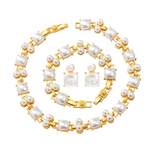 Zinc Alloy Jewelry Sets with Plastic Pearl fashion jewelry & for woman nickel lead & cadmium free Sold By PC