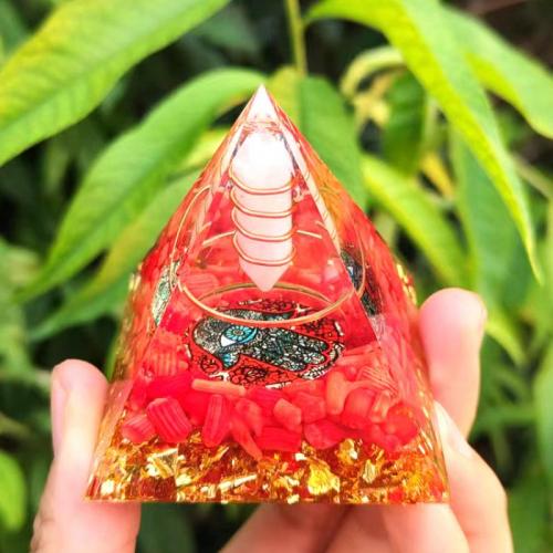 Resin Pyramid Decoration with Gemstone Pyramidal epoxy gel  Sold By PC