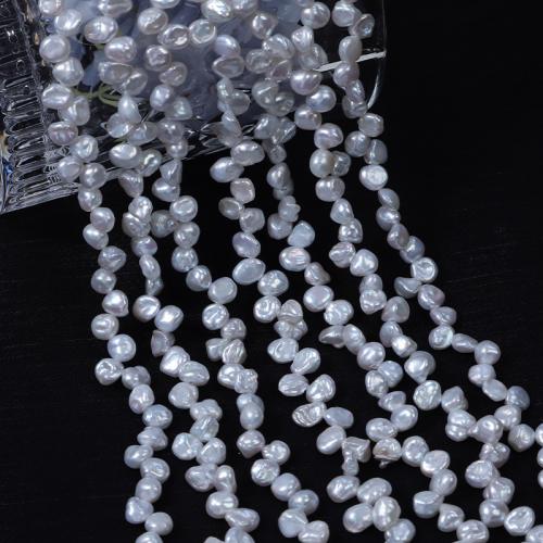 Barok ferskvandskulturperle Beads, Ferskvandsperle, du kan DIY, hvid, Length about 5-6mm, Solgt Per Ca. 40 cm Strand