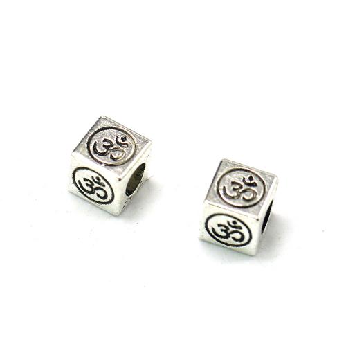 Tibetan Style Spacer Beads,  Square, antique silver color plated, vintage & DIY, nickel, lead & cadmium free, 8x7.70mm, Approx 100PCs/Bag, Sold By Bag
