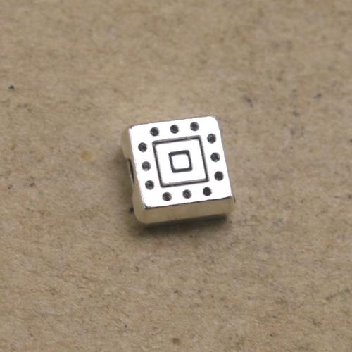Tibetan Style Spacer Beads, Square, antique silver color plated, vintage & DIY, nickel, lead & cadmium free, 6.60x6.60x3.80mm, Approx 100PCs/Bag, Sold By Bag