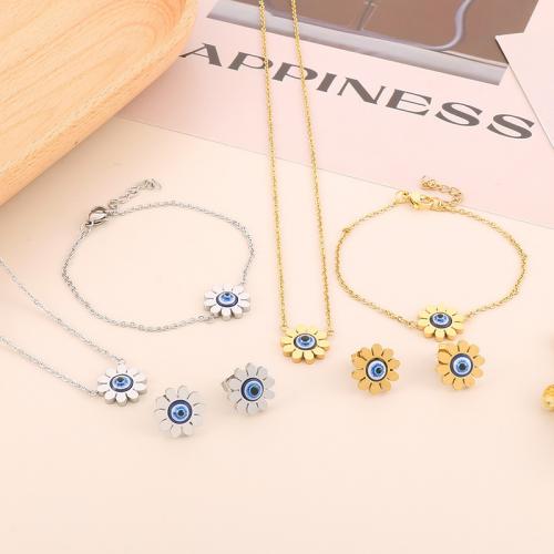 Fashion Stainless Steel Jewelry Sets Stud Earring & bracelet & necklace 304 Stainless Steel three pieces & fashion jewelry & for woman Sold By Set