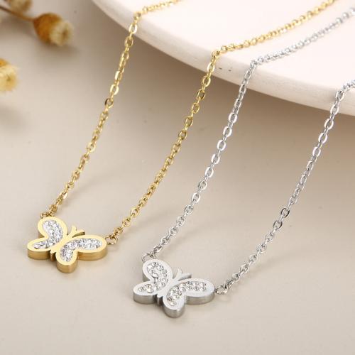 Rhinestone Stainless Steel Jewelry Set, 304 Stainless Steel, Butterfly, different styles for choice & for woman & with rhinestone, more colors for choice, Sold By PC