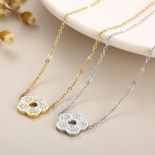 Rhinestone Stainless Steel Jewelry Set, 304 Stainless Steel, Flower, fashion jewelry & for woman & with rhinestone, more colors for choice, Sold By PC