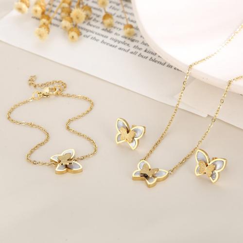 Fashion Stainless Steel Jewelry Sets 304 Stainless Steel with Shell Butterfly fashion jewelry & for woman Sold By PC