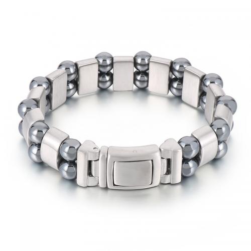 Bijoux bracelet en acier inoxydable, acier inoxydable 316L, avec fer Rocher, bijoux de mode & pour homme, 15mm, Longueur:Environ 21 cm, Vendu par PC