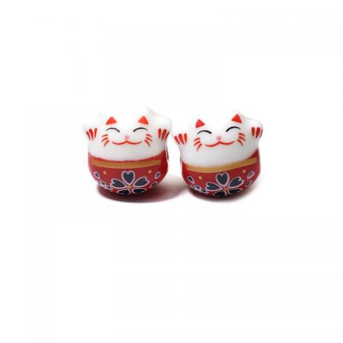 Porcelain Jewelry Beads Fortune Cat DIY 14mm Approx Sold By Bag