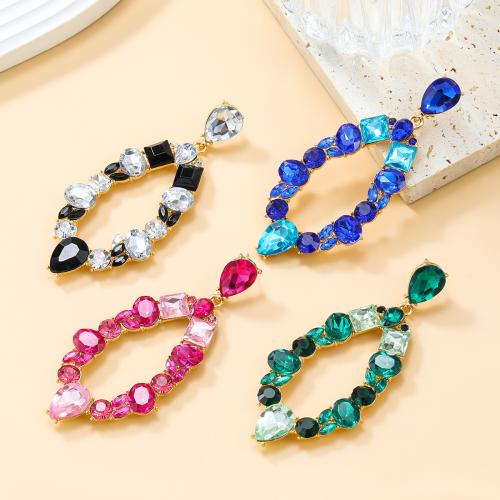Tibetan Style Stud Earring, fashion jewelry & for woman & with rhinestone, more colors for choice, nickel, lead & cadmium free, 78x35mm, Sold By Pair