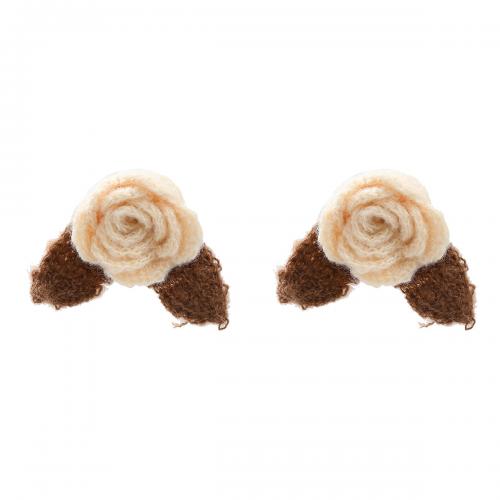 Zinc Alloy Stud Earring with Cotton Thread Flower fashion jewelry & for woman nickel lead & cadmium free Sold By Pair