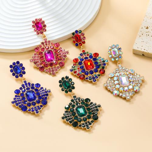 Tibetan Style Stud Earring, fashion jewelry & for woman & with rhinestone, more colors for choice, nickel, lead & cadmium free, 73x48mm, Sold By Pair