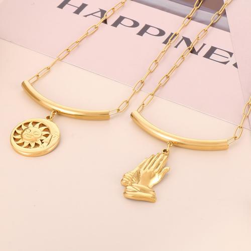 Titanium Steel Necklace, fashion jewelry & different styles for choice & for woman, gold, nickel, lead & cadmium free, Length:Approx 390 mm, Sold By PC
