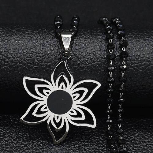 Stainless Steel Jewelry Necklace, 304 Stainless Steel, with Crystal, polished, fashion jewelry & for woman, more colors for choice, nickel, lead & cadmium free, 40x38mm, Length:Approx 50 cm, Sold By PC