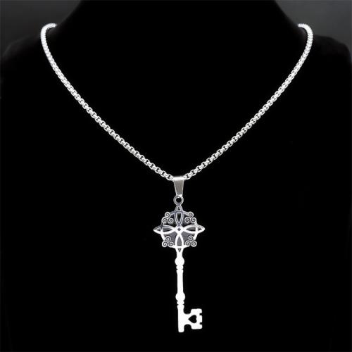Stainless Steel Jewelry Necklace, 304 Stainless Steel, polished, fashion jewelry & Unisex, silver color, nickel, lead & cadmium free, 50x20mm, Length:Approx 50 cm, Sold By PC