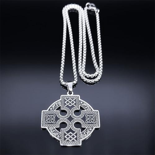 Stainless Steel Jewelry Necklace, 304 Stainless Steel, polished, fashion jewelry & Unisex, silver color, nickel, lead & cadmium free, 35x35mm, Length:Approx 50 cm, Sold By PC