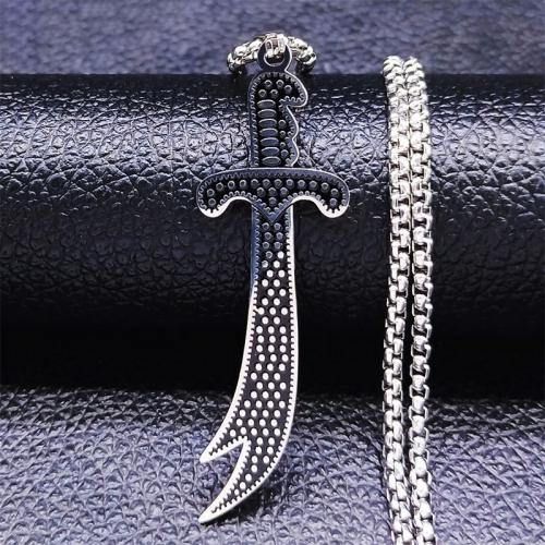 Stainless Steel Jewelry Necklace, 304 Stainless Steel, polished, fashion jewelry & for man, silver color, nickel, lead & cadmium free, 52x18mm, Length:Approx 50 cm, Sold By PC