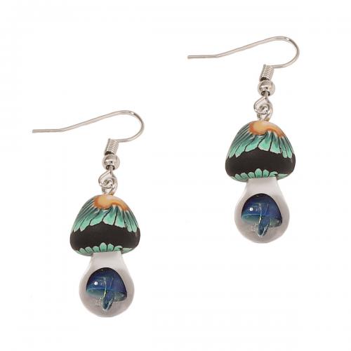 Porcelain Drop Earring with Resin & Zinc Alloy mushroom fashion jewelry & for woman Sold By Pair