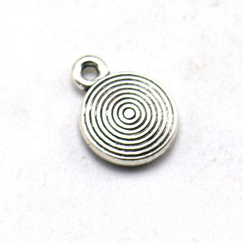 Tibetan Style Flat Round Pendants, antique silver color plated, vintage & DIY, nickel, lead & cadmium free, 12x9x2.30mm, Approx 100PCs/Bag, Sold By Bag