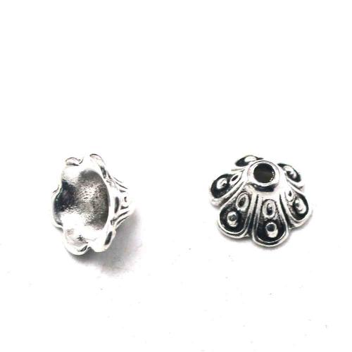 Tibetan Style Bead Cap, Flower, antique silver color plated, vintage & DIY, nickel, lead & cadmium free, 8x5mm, Approx 100PCs/Bag, Sold By Bag