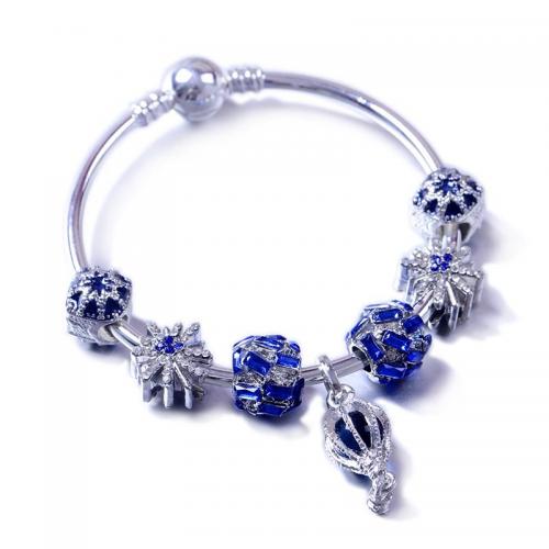 European Bracelet, Tibetan Style, Hot Balloon, silver color plated, fashion jewelry & different length for choice & for woman & enamel & with rhinestone, blue, nickel, lead & cadmium free, Sold By PC