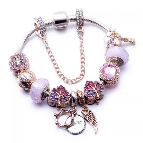 European Bracelet Zinc Alloy with Crystal Wing Shape plated fashion jewelry & for woman & with rhinestone mixed colors nickel lead & cadmium free Sold By PC