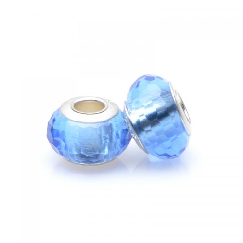 Zinc Alloy European Beads with Lampwork Lantern silver color plated DIY & faceted nickel lead & cadmium free Sold By PC