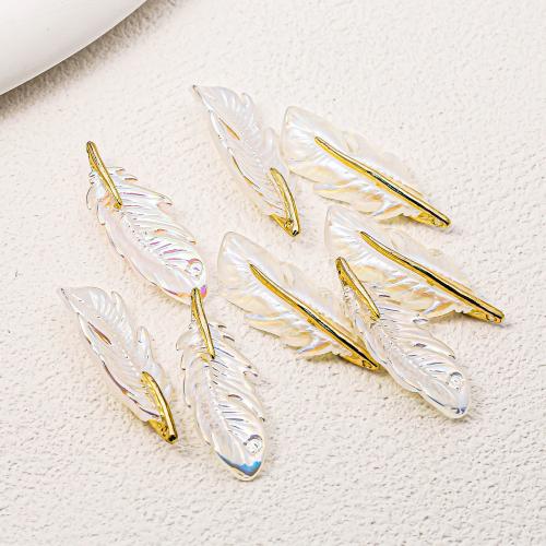 ABS Plastic Pendants Feather plated DIY nickel lead & cadmium free Approx Sold By Bag