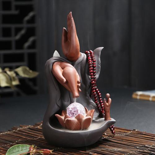 Backflow Incense Burner, Purple Clay, handmade, for home and office & durable & multifunctional, 120x100x220mm, Sold By PC