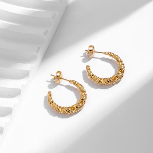 Titanio Acciaio Orecchini, Titantium acciaio, gioielli di moda & per la donna, dorato, 20x3mm, Venduto da coppia