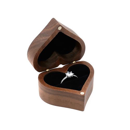 Wood Ring Box Walnut wood Heart Sold By PC