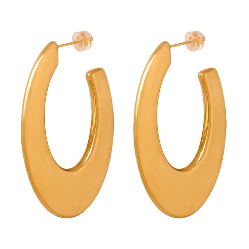 Titanium Steel  Earring, Vacuum Ion Plating, fashion jewelry & for woman, more colors for choice, 48x27mm, Sold By Pair