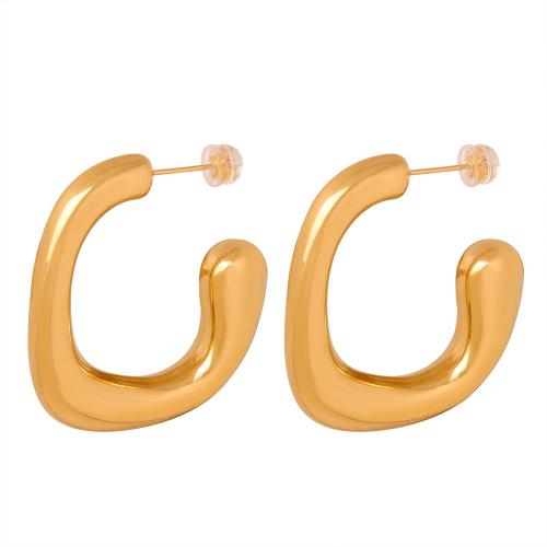 Titanium Steel  Earring, Vacuum Ion Plating, fashion jewelry & for woman, golden, 36x31mm, Sold By Pair