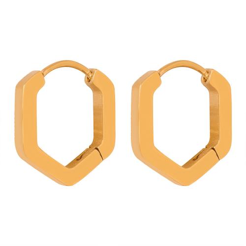 Titanium Steel  Earring Hexagon Vacuum Ion Plating fashion jewelry & for woman Sold By Pair
