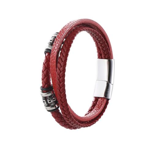 PU Leather Cord Bracelets with 304 Stainless Steel fashion jewelry & for man Sold By PC